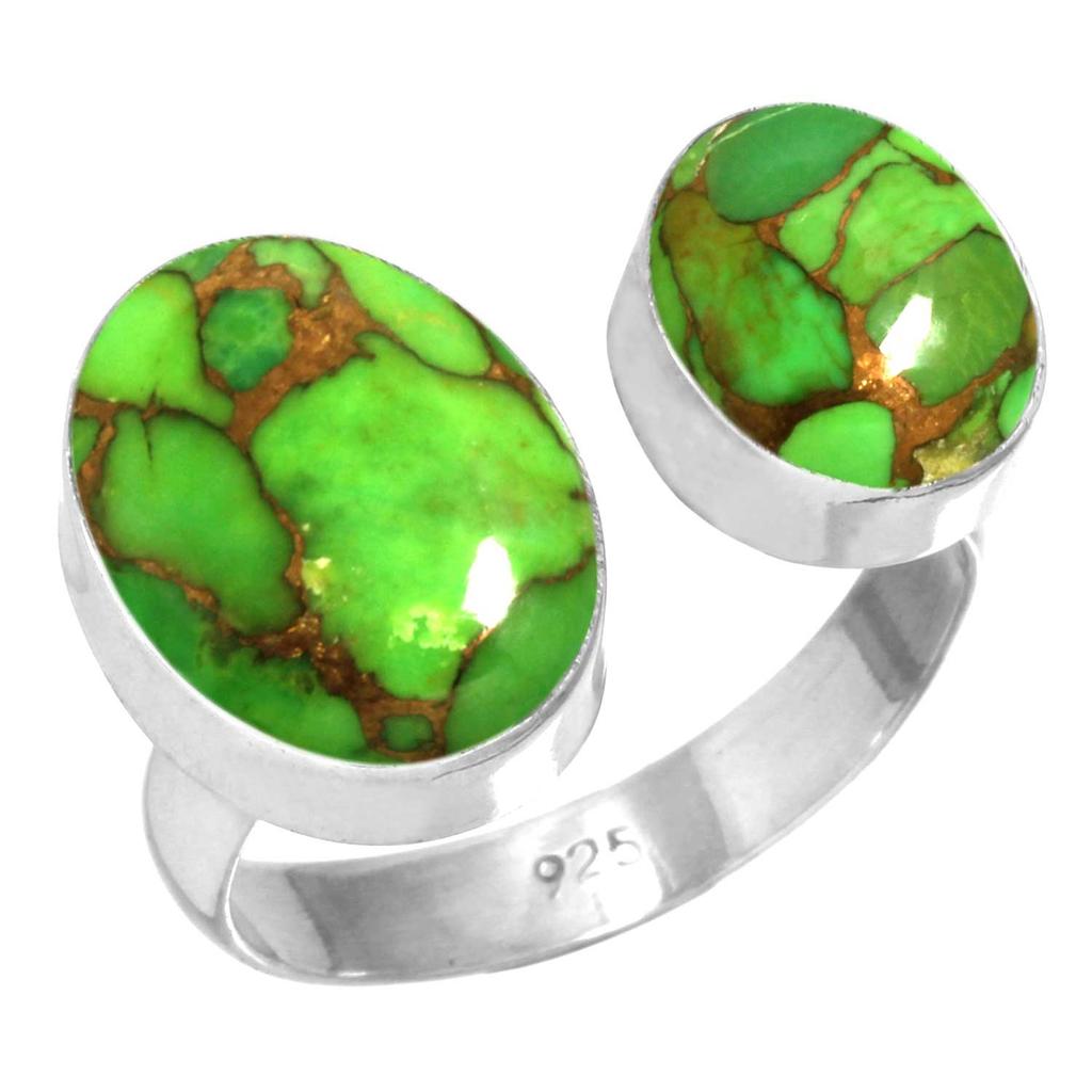 925 Sterling Silver Ring Women Gemstone Handmade Jewelry Anniversary Gift Blue Green Purple Copper Turquoise Pearl Lapis Mother Of Pearl Solitaire