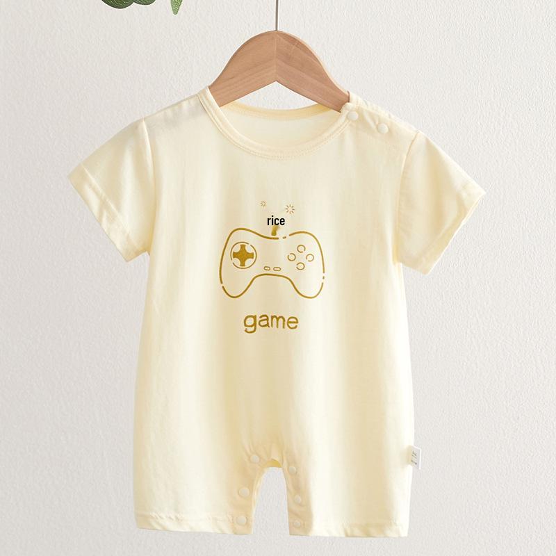 Pure Cotton Short Sleeve Baby Onesie - Newborn Summer Pajama Bodysuit 59cm for 5-9kg