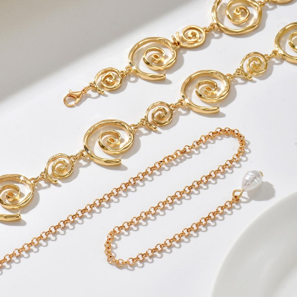 Gold Metal Waist Chain, Retro Spiral Multi Layer Body Chain for Dress Decor
