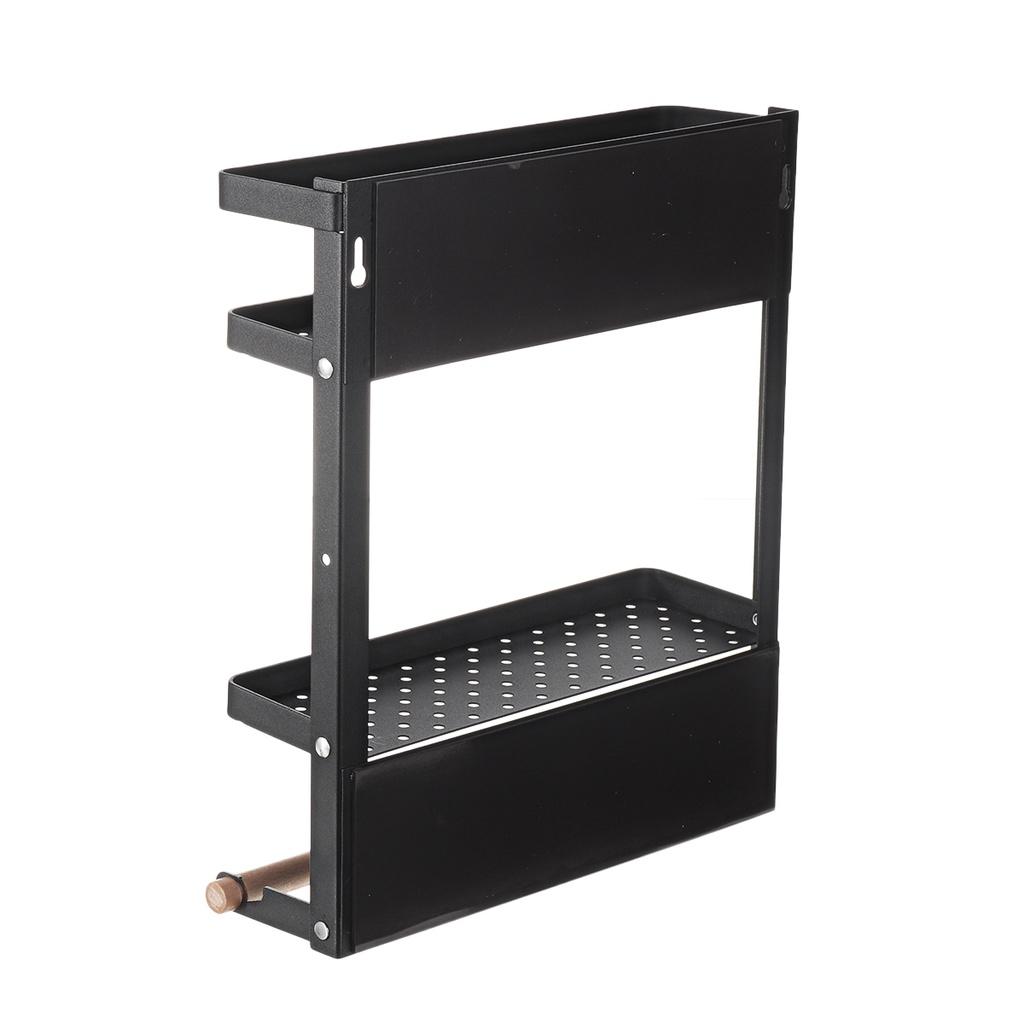 Space Saver Multifunction Kitchen Rack Refrigerator Storage Rack Organizer Shelf Fridge Side Wall Storage Hanging Holder Black