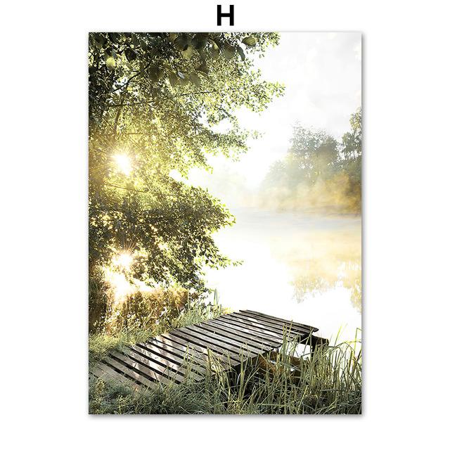 Löwenzahn Sonnenblume Gänseblümchen See Wand Kunst Leinwand Malerei Nordic Poster und Drucke Landschaft Wand Bilder für Wohnzimmer Dekor