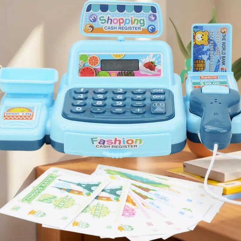 1Set Supermarket Cashier Electronic Game With Lighting And Sound Effects Simulation Shopping Cash Register Toy For Kids House Pl