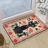Large Black Cat Pattern Area Rug – Non-Slip, Washable Polyester Carpet with Vibrant Red & White Accents for Bedroom, Study, Dini