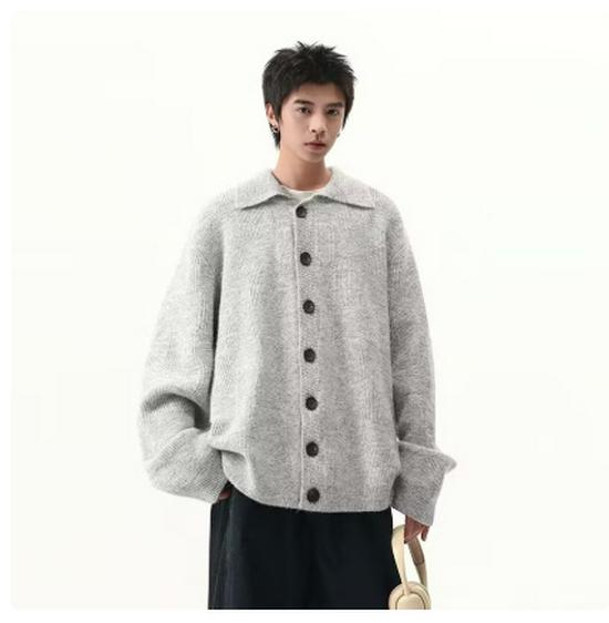 

Autumn/Winter Unisex Japanese Retro Knit Cardigan Sweater Medium світло-сірий колір