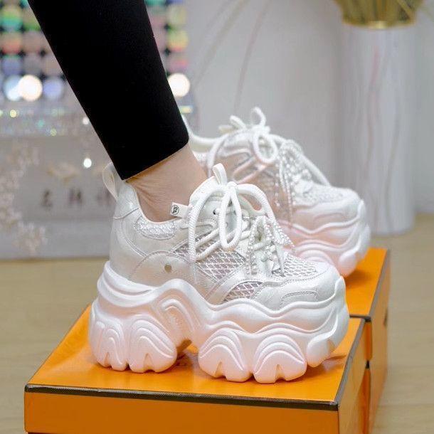 

Women s summer new hollow breathable sandals versatile thick sole inner height increase women s shoes bag head half slippers 35 білий