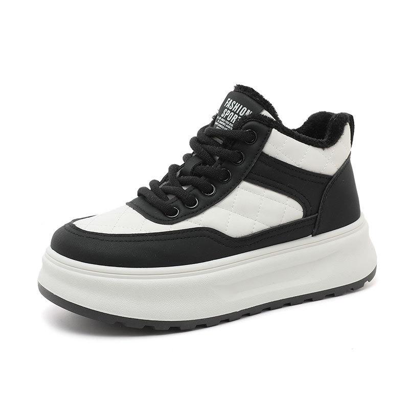 XY nouvelles chaussures de sport automne et hiver semelles épaisses chaudes et velours décontractées assorties aux couleurs bout rond chaussures de planche à roulettes