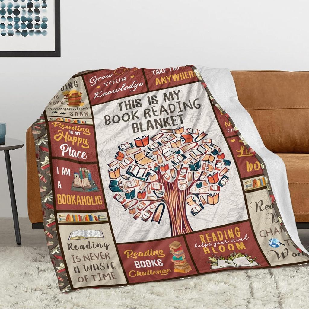 Book Lovers Gifts Blanket, Gifts for Book Lovers Women, Reading Blanket for Book Lovers, Librarian Gifts for Women Ideas Christmas Birthday