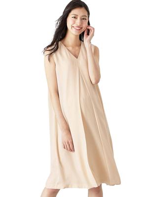 ANGELIEBE Maternity Nursing Mouth Easy Breastfeeding V Neck Front Tuck Sleeveless One Piece Nursing Clothes Sleeveless Before and After Birth Ivory