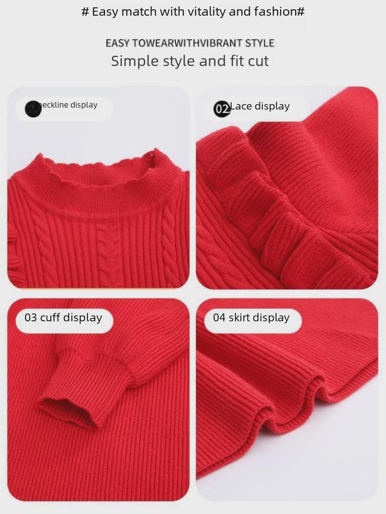 Dívčí pletené svetrové šaty - Stylová jarní a podzimní móda pro děti