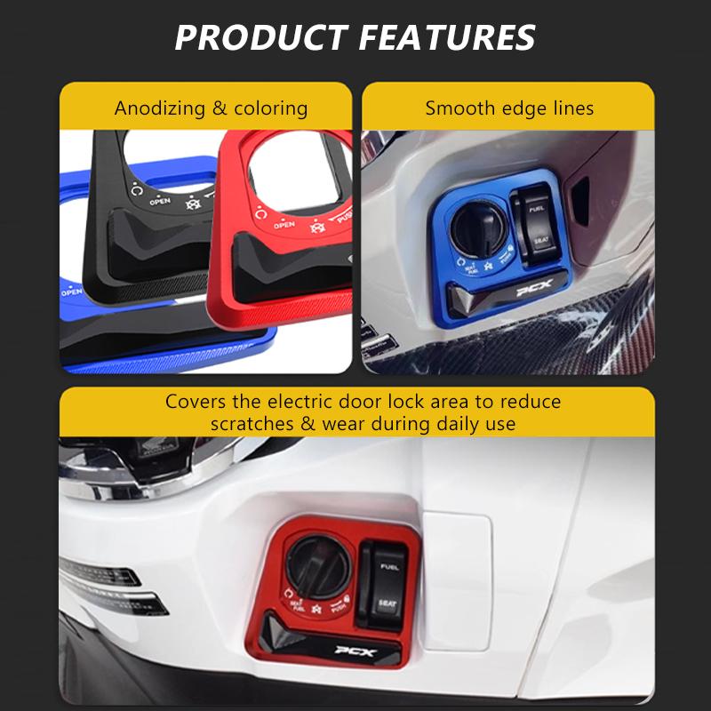 SEAMETAL PCX Accessories Ignition Switch Cover CNC Electric Door Lock Button Cover Protector For HONDA PCX125 PCX160 2021-2024