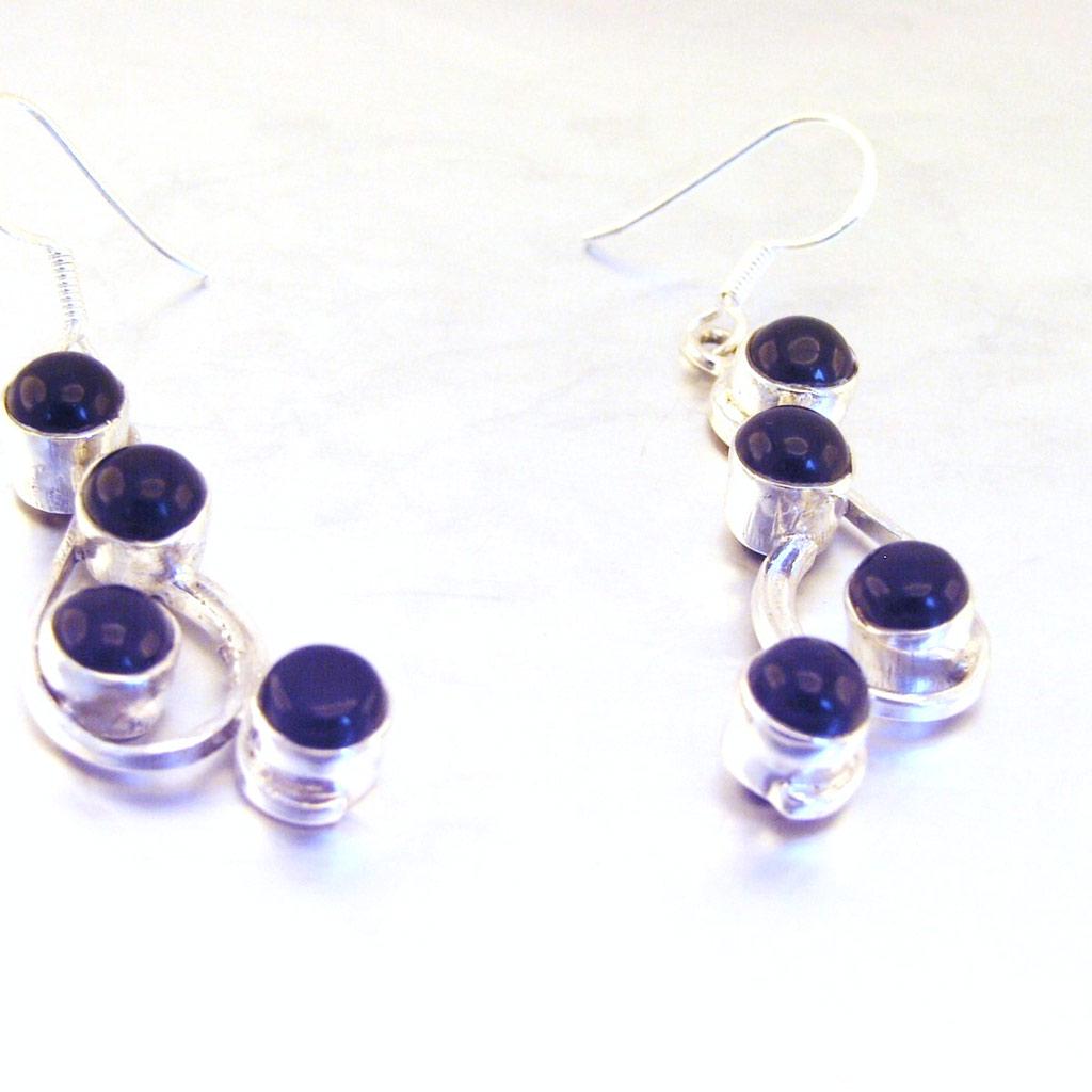 Les Trésors De Lily [F0607] - Boucles Argent 'Heaven' Onyx