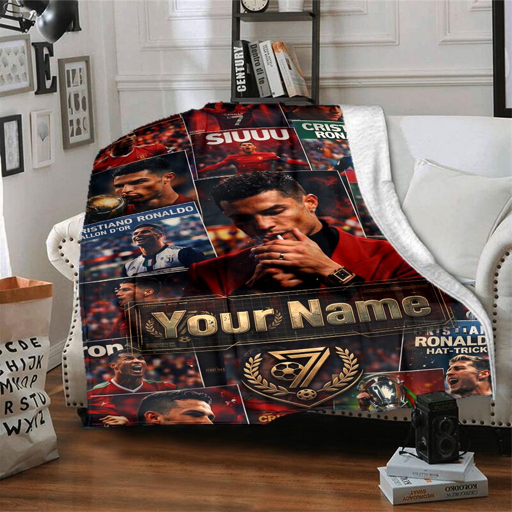 Cristiano Ronaldo (32) Personalized Text Blanket Cozy Personalized Blanket Ultra-Soft Throw For Bedding Home Decor Living Room Picnics All-Season Use