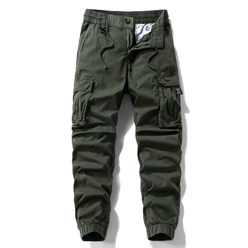 Vintage Washed Pure Cotton American-Style Multi-Pocket Cargo Pants for Men, Trendy Spring and Autumn Outdoor Casual Wear-Resistant Jogger Pants
