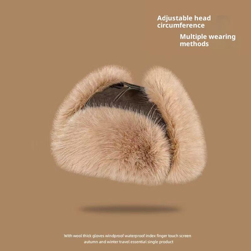 1Pieces Bomber Hat Men Women Thick Warm Fur Hat Fashion Male Female Winter Hat Black Brown Earflap Ski Cap Mountaineering Hat