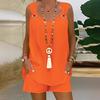 2024 Elegant Solid Color Women's Sleeveless Top & Shorts Set - European & American Style