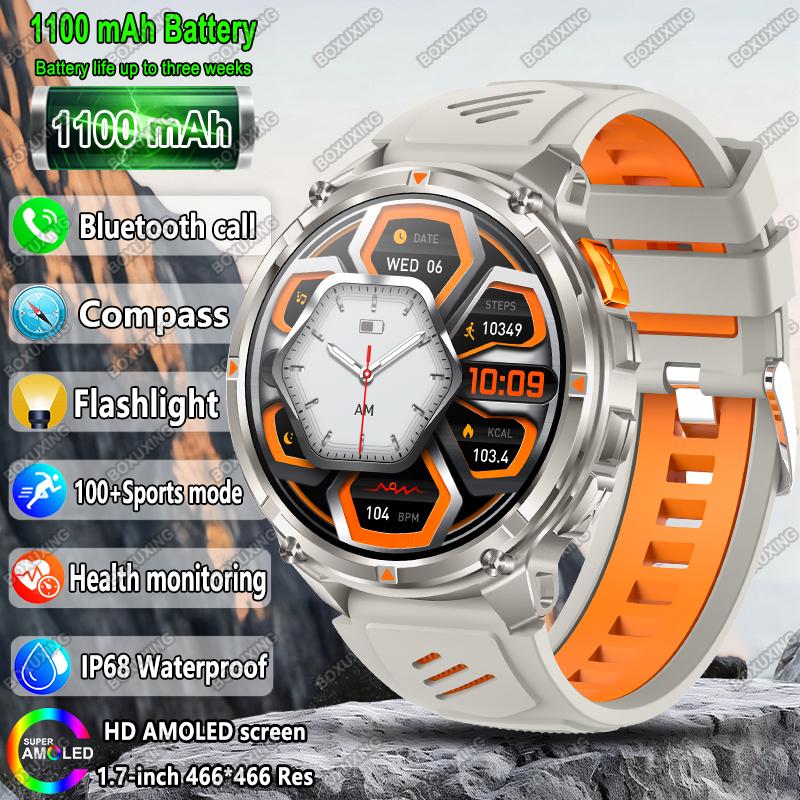 New Military T-Rex 3 Smart Watch Men 1100mAh Battery AMOLED  IP68 Waterproof Outdoor Compass Bluetooth CallSport Smartwatch