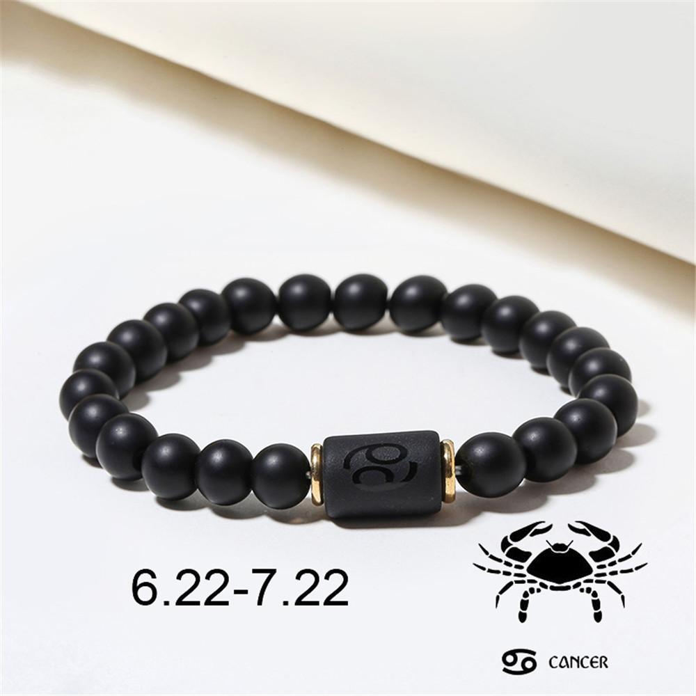 Constellation Black Frosted Black Agate Beaded Couple Bracelet