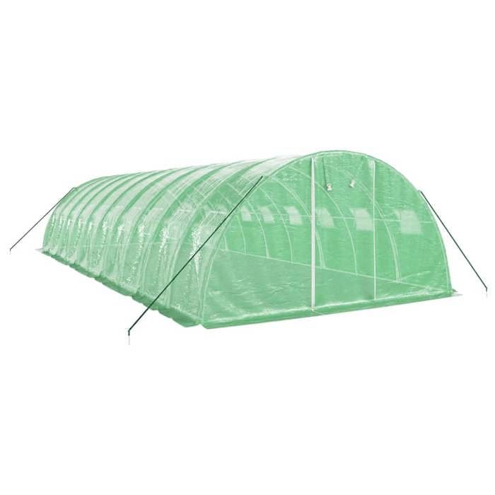 VidaXL Serre avec cadre en acier vert 40 m² 10x4x2 m, polytunnel, serre à cadre froid, serre pour tomate, serre de jardin, 3188064