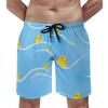 Summer New 3D Printed Cute Animal Yellow Duck Men's Children's Beach Shorts, Fun Street Style Swimming Trunkslvn