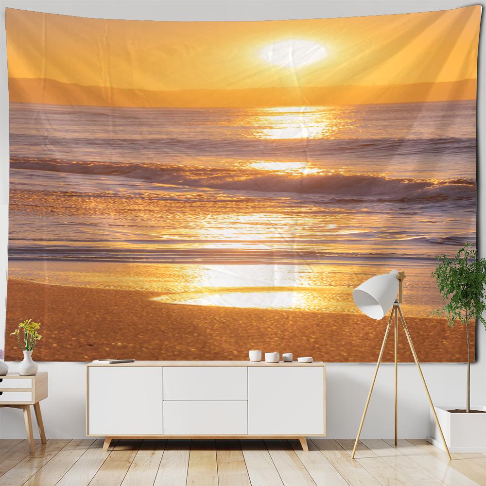 

Вид на океан, морська вода, схід сонця, настінний гобелен, прикраса, художні штори, оздоблення будинку, спальня, вітальня 100x75cm