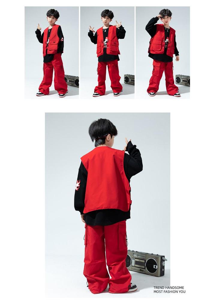 Kids' Trendy Hip Hop Dance Outfits: Boys' Cargo Pants & Girls' Jazz Costumes Set