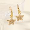 Pentagram Baroque Gold Faux Pearl Earrings: Square & Peach Heart Hoop Dangle - Women's Celebrity Style Jewelry