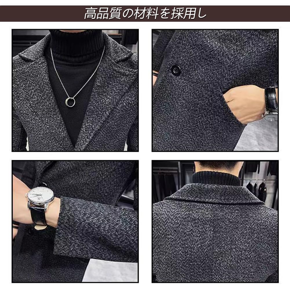 ZhangSong Long Chesterfield Jacket for and Cold Plus Sizes Men's Coat, Business, Casual, Weather, Fall/Winter, (Gray, 4XL)