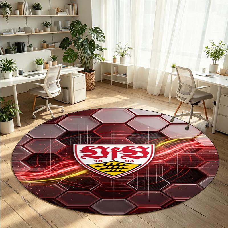VfB Stuttgart Football Printed Round Crystal Velvet Rug Soft Non Slip Floor Carpet For Bedroom Holiday Gift