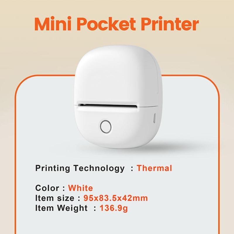 Compactly Bluetooth-compatible Cordless Printer For Household Use Clear Printing On Various Materials No Cartridge