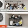 Versatile 2 Tier Under Sink Organizer Pull Out Stable Storage Rack Multi-Purpose Sliding Out Drawers for Bathroom Kitchen