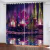 Curtains For Living Room 2 Pieces Fashion Candles Flowers Leaves 3D Shading Window Curtain For Bedroom Decor Hook