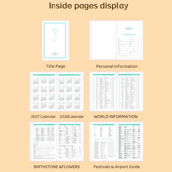 Monthly Index Planner 2027 A5 Daily Planner, Vertical Grain Hardcover 320 Page Goal Setting Agenda Schedule Notebook, English Calendar Organizer