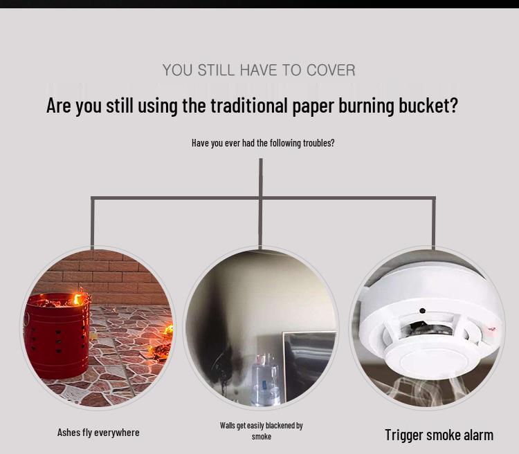 Gold Stainless Steel Indoor Paper Money Burning Barrel for Household and Temple Use