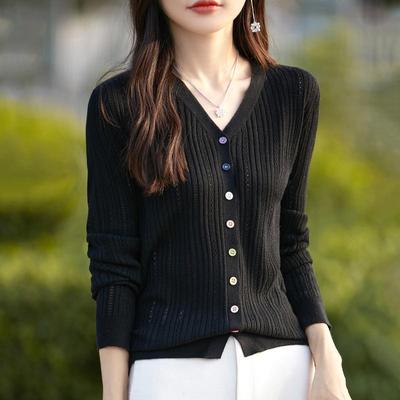 Women's Cashmere Cardigan 50% Wool 50% Silk Women's Autumn and Winter Cashmere Cardigan Soft and Warm