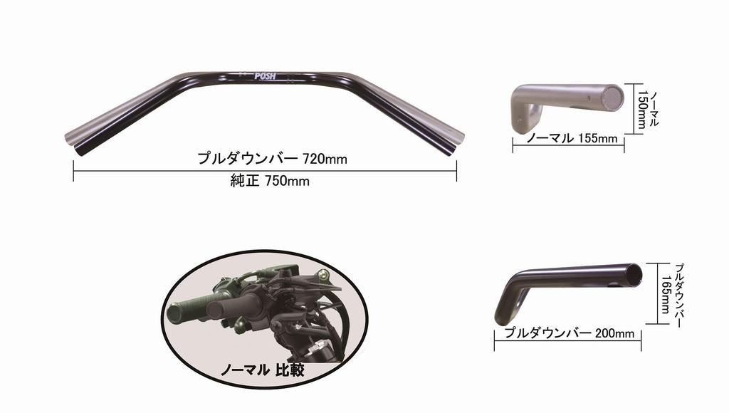 POSH FAITH Motorcycle Handlebar Bar for Honda Rebel 250 Pull-Down (2017-2020), Black, 155067-06