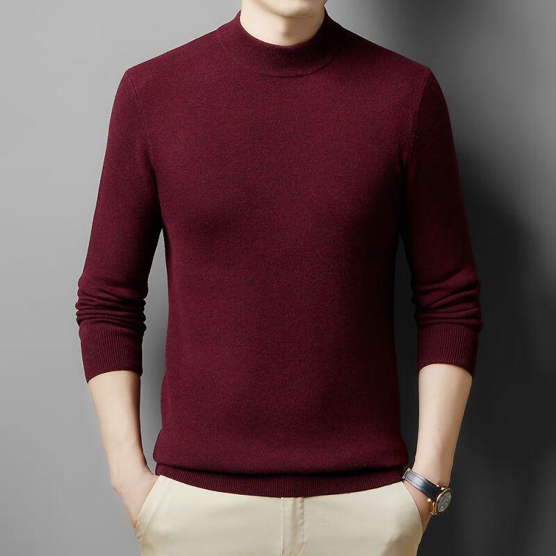 Men's FENGXUN 100% Pure Wool Thick Mock Neck Sweater