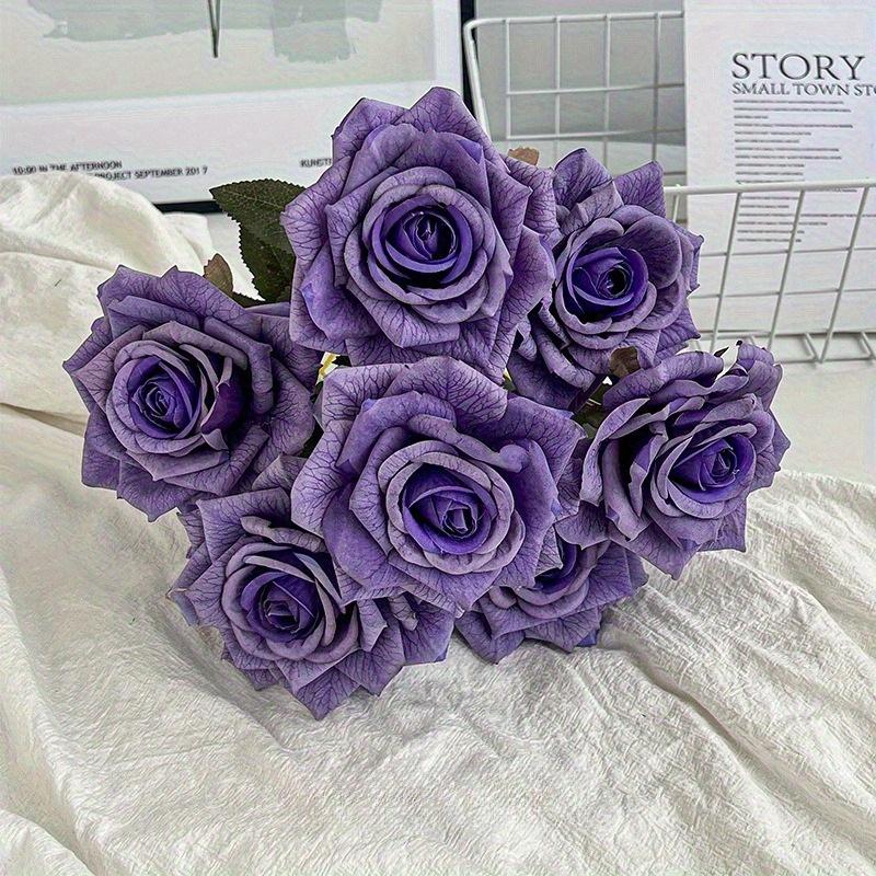 1Pc 7 Heads Embossed Cappuccino Rose Bouquet Simulation Flowers for Wedding Home Decoration Holiday Decoration Valentine's Day Gift Birthday Gift