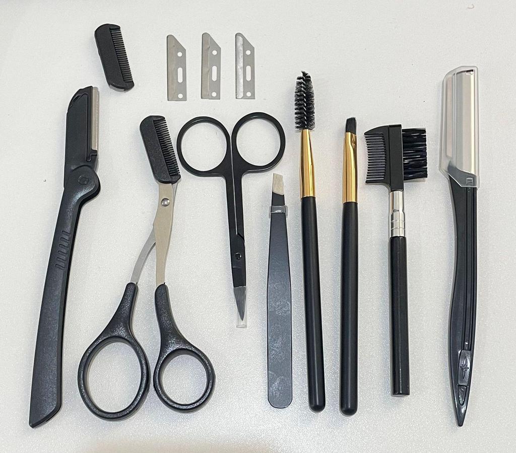 Detachable Eyebrow Razor & Scissors Beauty Set with Eyelash Brush and Comb