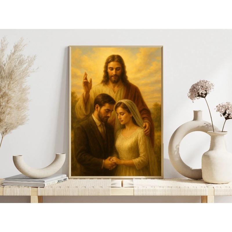 Newlyweds Jesus Catholic Posters Classic Pray Motivational Spirit Modern Prints Canvas Wall Art Picture Home Living Room Decor