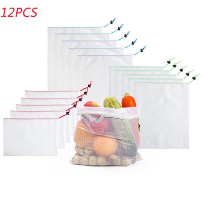 3 Stück/Set Wiederverwendbare Netz-Obstbeutel Premium Polyester Waschbare Netztaschen für Gemüse Obst Spielzeug Artikel mit kostenlosem Versand