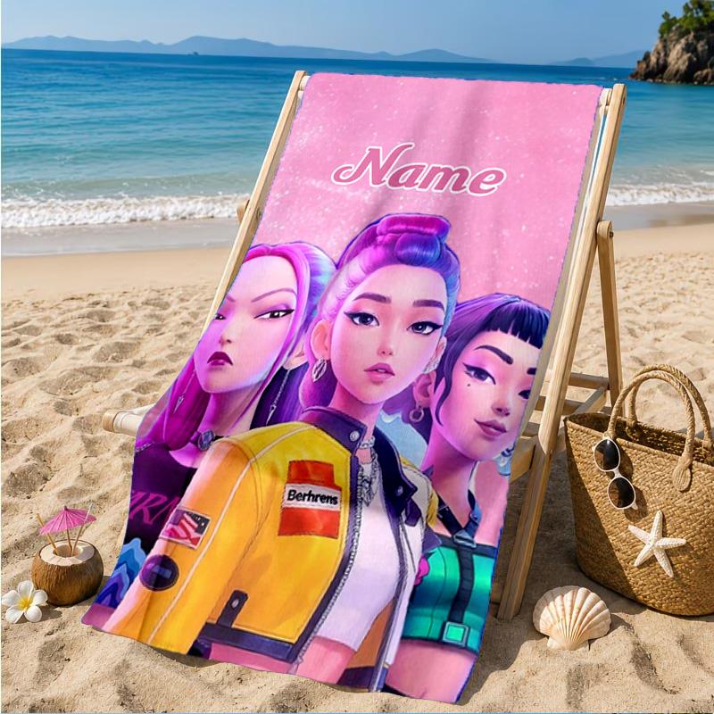 Benutzerdefinierter Name Fantasy Night Trio K-Pop Strandtuch Mikrofaser Strandtuch, Leicht und Schnelltrocknend, für Sommerreisen, Schwimmbad Geschenk