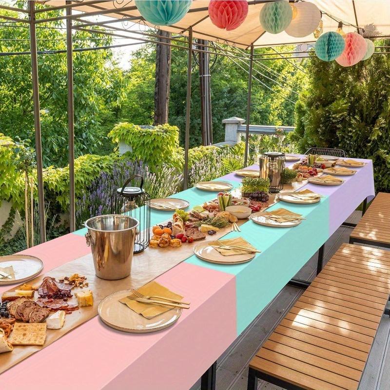 Plastic Pastel Tablecloth, Multicolor Disposable Rectangle Tablecloths for Wedding, Birthday Party, Spring Easter, Summer Party Decoration