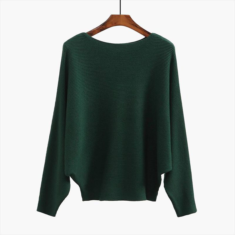 Loose Long Sleeve One-Line Collar Top Loose Long Sleeves off-Shoulder Top Female