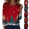 Women's Stylish Christmas Print Long Sleeve Neck Pullover Top for the Holidays