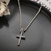 Street Auction Cross Necklace Female European and American Personality Shiny Rhinestone Collarbone Chain Accessories Necklace