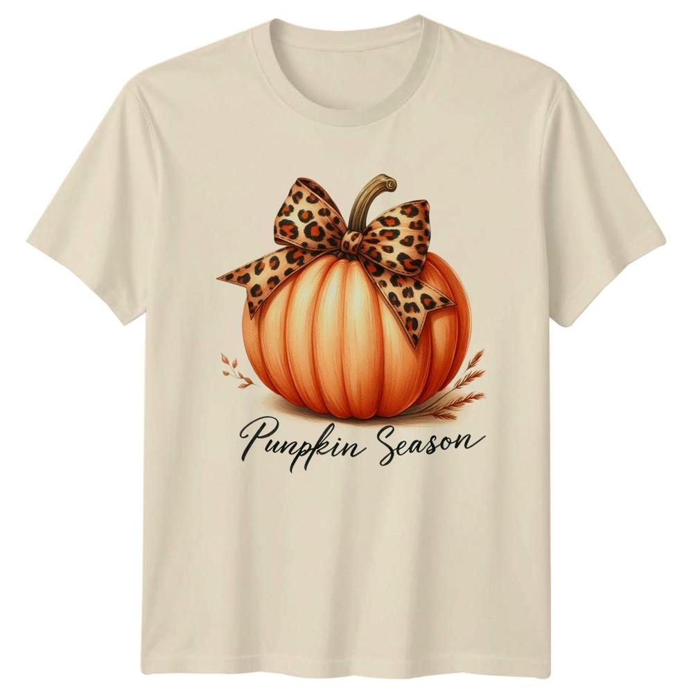 Pumpkin Season Unisexs TShirt Leopard Print Autumn Seasonal Gift For Her