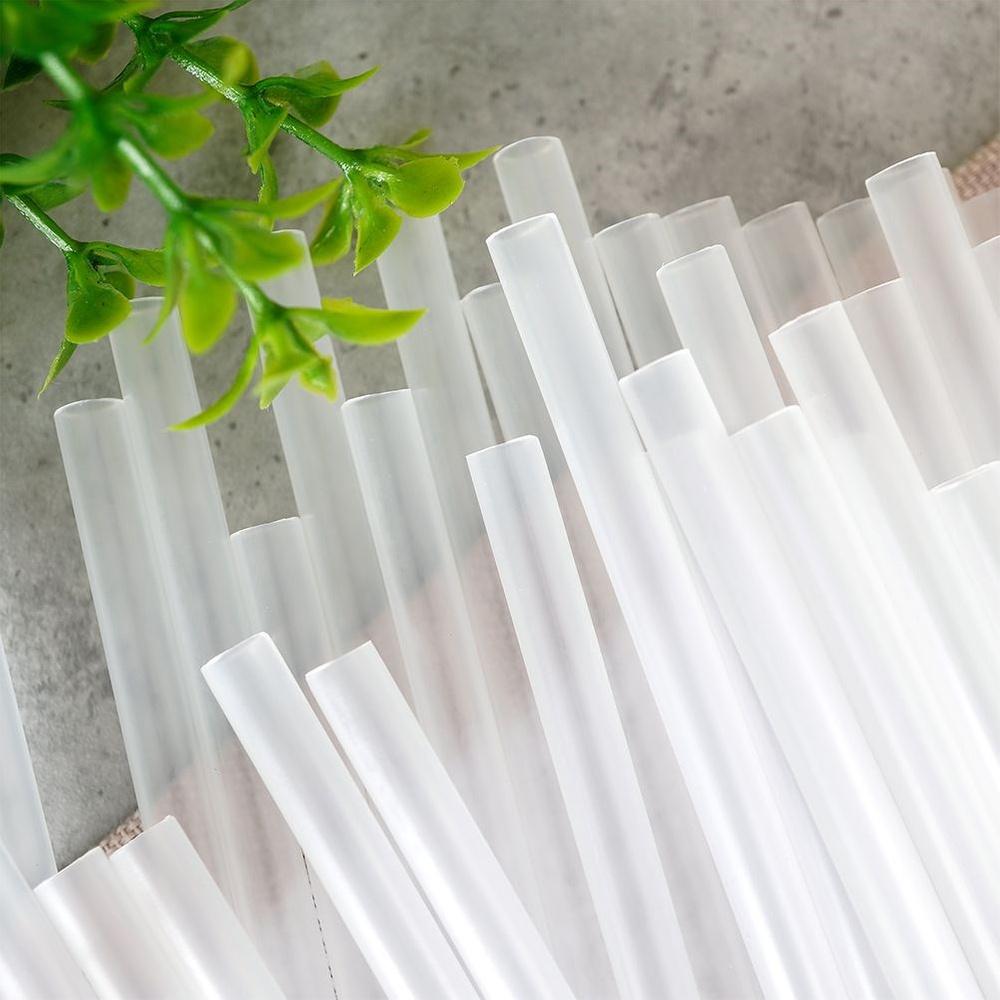 50x Transparent Plastic Reusable Straws for Drinks Straight