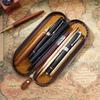 Stylish Top Grade Genuine Leather Pen Box Personalized Zipper Pencil Purse with Free Customization Craft Ideas