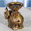 Lucky Antiqued Elephant Candle Holder Animal Statue for Desktops Centerpieces