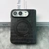 IPhone 18 Duo Foldable Phone Case With 360 Rotating Stand Magnetic Mid-Hinge Full-Body Leather Cover Anti-Drop Protection